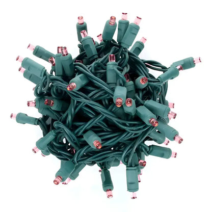 35 5mm Pink LED Christmas Lights 4’’ Spacing - Christmas Lights