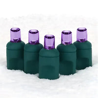 35 5mm Purple LED Christmas Lights, 4" Spacing, Green Wire [CLOSEOUT]