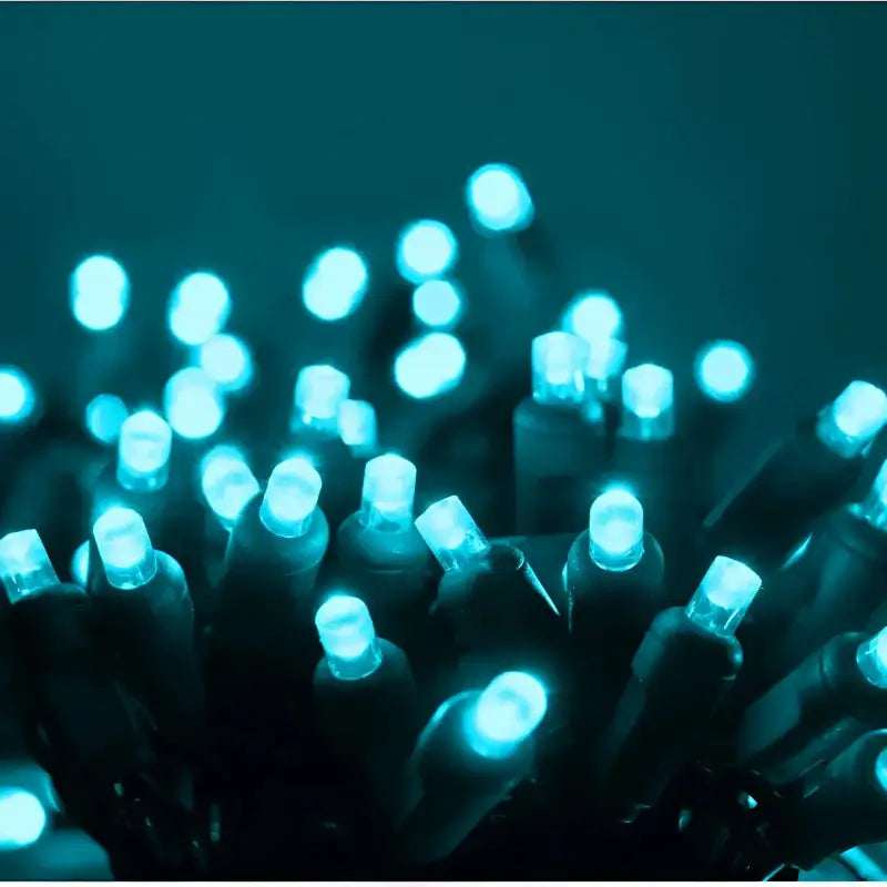 35 5mm Teal LED Christmas Lights 4’’ Spacing - Christmas Lights