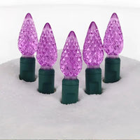 35 C6 Purple LED Christmas Lights, 4" Spacing, Green Wire [CLOSEOUT]
