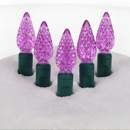 35 C6 Purple LED Christmas Lights 4’’ Spacing - Christmas Lights