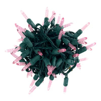 35 M5 Pink LED Christmas Lights, 4" Spacing, Green Wire [CLOSEOUT]