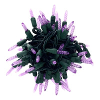 35 M5 Purple LED Christmas Lights, 4" Spacing, Green Wire [CLOSEOUT]