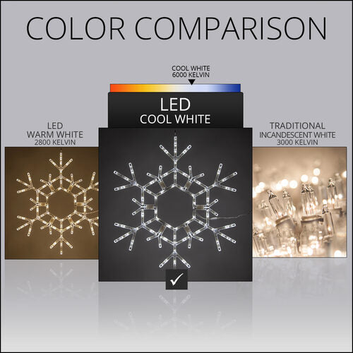 36" Folding Snowflake, Cool White Twinkle Lights