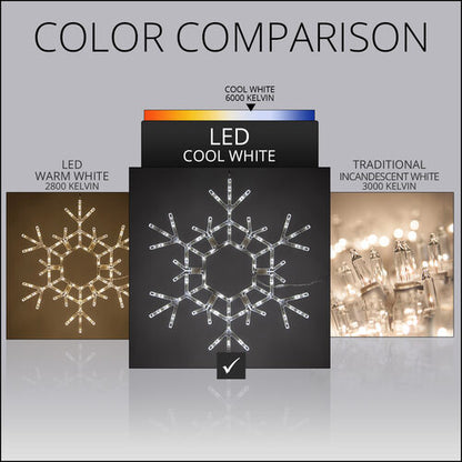 36" Folding Snowflake, Cool White Twinkle Lights