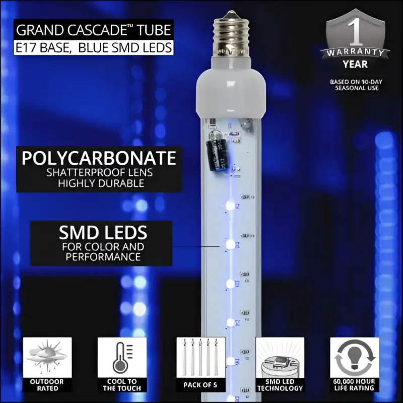 36’’ C9 Cascade Blue SMD LED Tubes - Box of 5