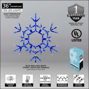 36" LED Folding Snowflake, Blue and Cool White Christmas Decorations Wintergreen Corporation