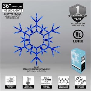 36" LED Folding Snowflake, Blue Christmas Decorations Wintergreen Corporation