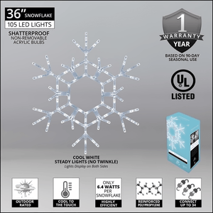36" LED Folding Snowflake, Cool White Christmas Decorations Wintergreen Corporation