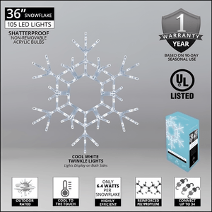 36" LED Folding Snowflake, Cool White Twinkle Christmas Decorations Wintergreen Corporation