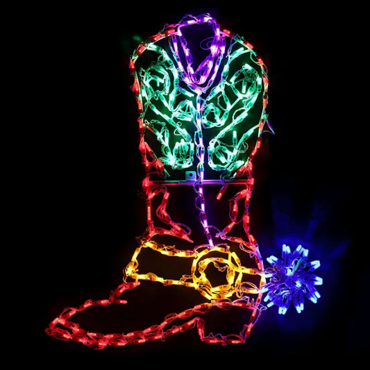 36’’ Tall Cowboy Boot Left Facing - Designer Series Display - Wireframes Displays and Yard Art