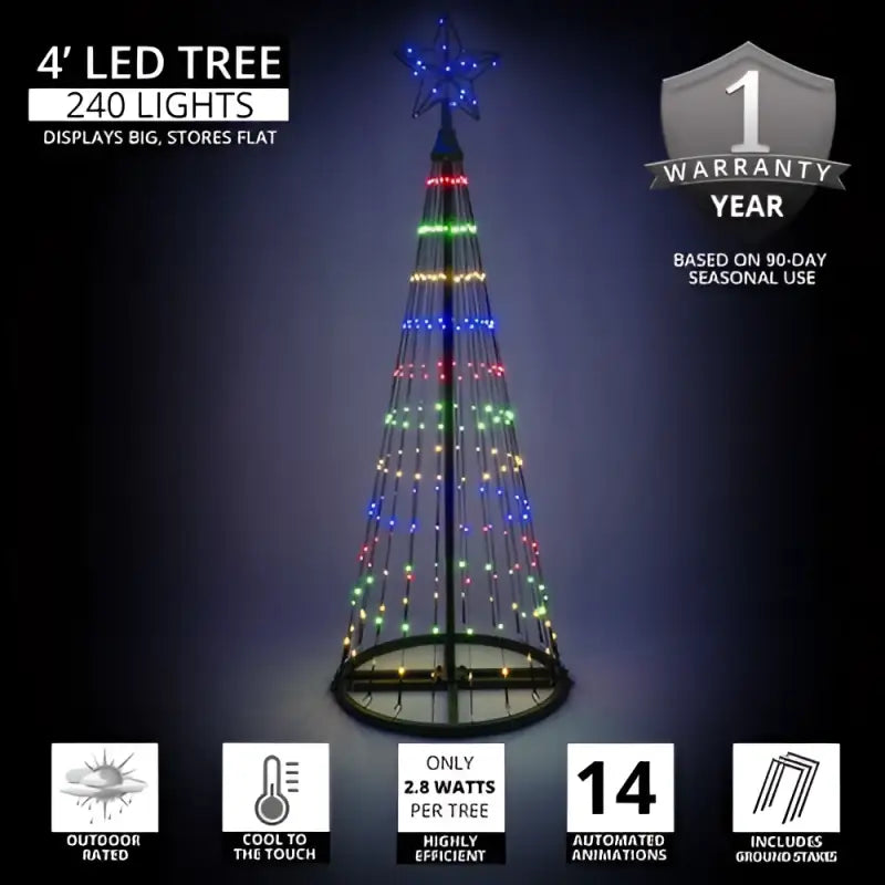 4’ Multicolor LED Animated Outdoor Lightshow Tree Black Frame - Christmas Lights