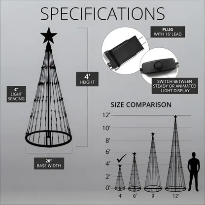 4’ Multicolor LED Animated Outdoor Lightshow Tree Black Frame - Christmas Lights