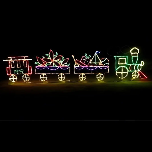 4 Pc Christmas Train Animated C7 Wheels - Wireframes Displays and Yard Art