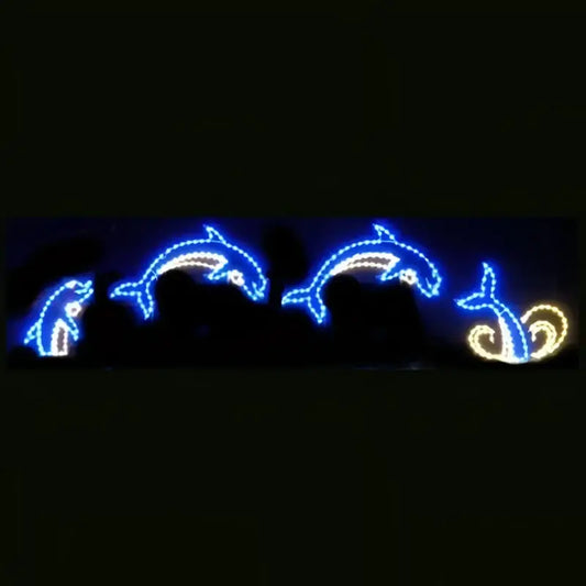 4 Piece Animated Jumping Dolphins Wireframes Displays and Yard Art