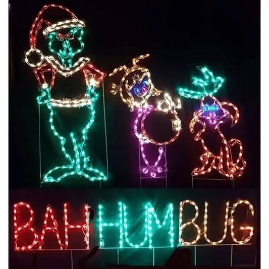 4 Piece Holiday Green Monster (Grinch) Scene - Wireframes Displays and Yard Art