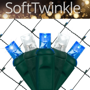 4' x 6' Blue and Cool White 5mm LED Christmas SofTwinkle Net Lights Christmas Lights Wintergreen Corporation