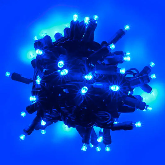 50 5mm Blue QuadSpark Strobing/Static LED Strobe Lights 6’’ Spacing Christmas Lights