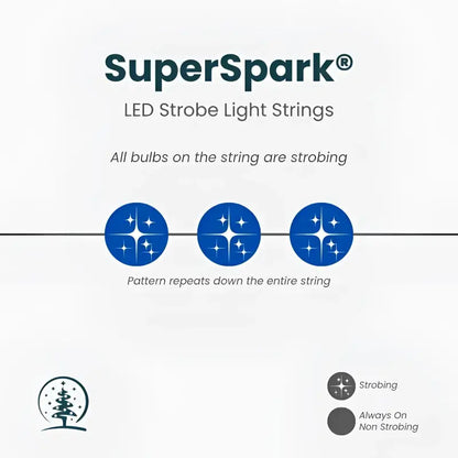 50 5mm Blue SuperSpark LED Strobe Lights 6’’ Spacing - Christmas Lights