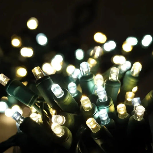 50 5mm Champagne Warm White Pure White Cool White LED Christmas Lights 6’’ Spacing - Christmas Lights