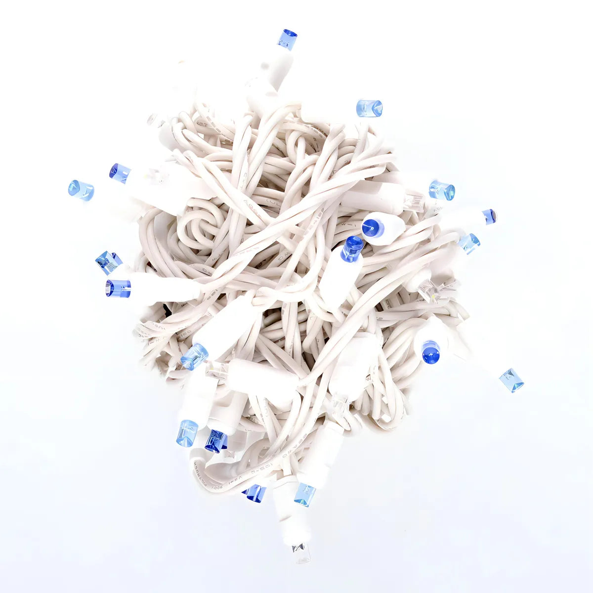 50 5mm ColorSplash Arctic Blue Cool White Teal LED Christmas Lights 6’’ Spacing White Wire - Christmas Lights