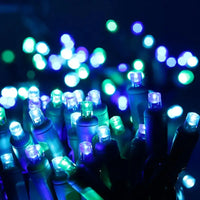 50 5mm ColorSplash Bahamas - Teal, Blue, and Green LED Christmas Lights, 6" Spacing, Green Wire