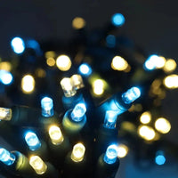 50 5mm ColorSplash Blue Taffy - Teal and Warm White LED Christmas Lights, 6" Spacing, Green Wire [CLOSEOUT]