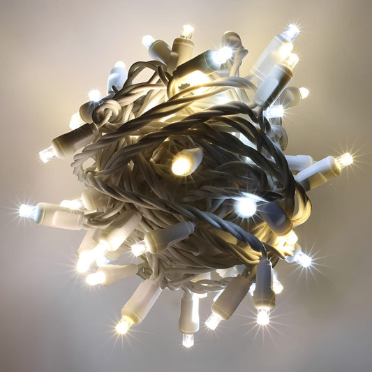 50 5mm ColorSplash Champagne 5mm Multicolor LED Christmas Lights 6’’ Spacing White Wire - Christmas Lights