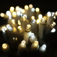 50 5mm ColorSplash Champagne - Warm White, Pure White, and Cool White LED Christmas Lights, 6" Spacing, White Wire