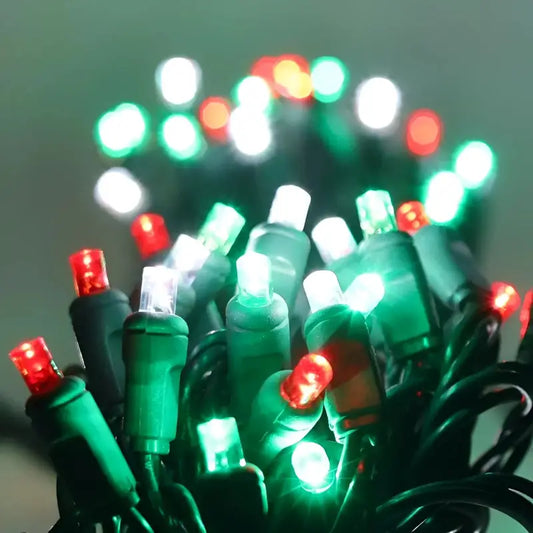 50 5mm ColorSplash Christmas Red Green Cool White LED Christmas Lights 6’’ Spacing - Christmas Lights
