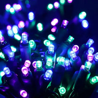 50 5mm ColorSplash Colombia - Blue, Purple, and Green LED Christmas Lights, 6" Spacing, Green Wire
