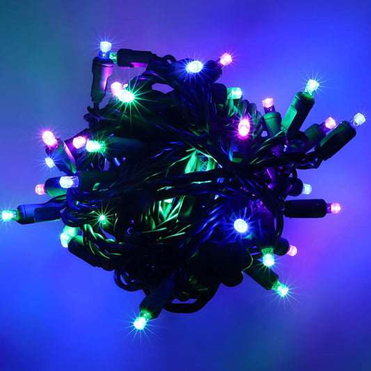 50 5mm ColorSplash Colombia 5mm Multicolor LED Christmas Lights 6’’ Spacing - Christmas Lights