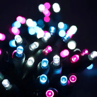 50 5mm ColorSplash Cotton Candy - Pink, Cool White, and Teal LED Christmas Lights, 6" Spacing, Green Wire