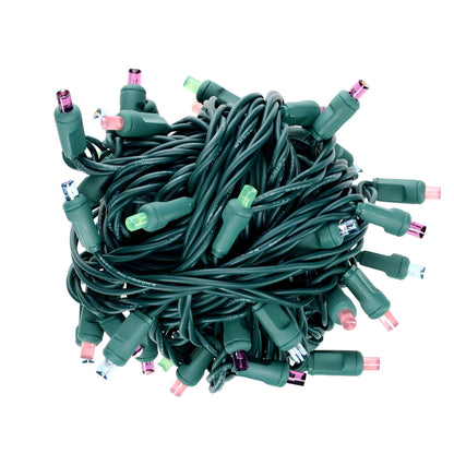 50 5mm ColorSplash Gingerbread Pink,Teal Lime Green Purple LED Christmas Lights 6’’ Spacing - Christmas Lights