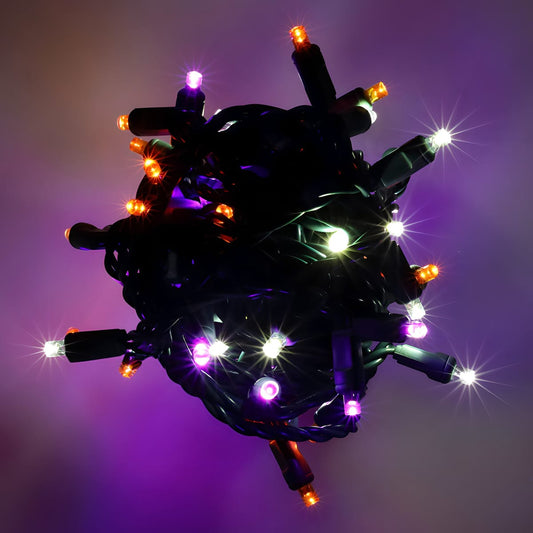 50 5mm ColorSplash Halloween 5mm Multicolor LED Christmas Lights 6’’ Spacing - Christmas Lights
