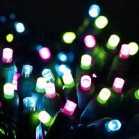 50 5mm ColorSplash Havana - Teal, Frosted Lime Green, and Frosted Pink LED Christmas Lights, 6" Spacing, Green Wire