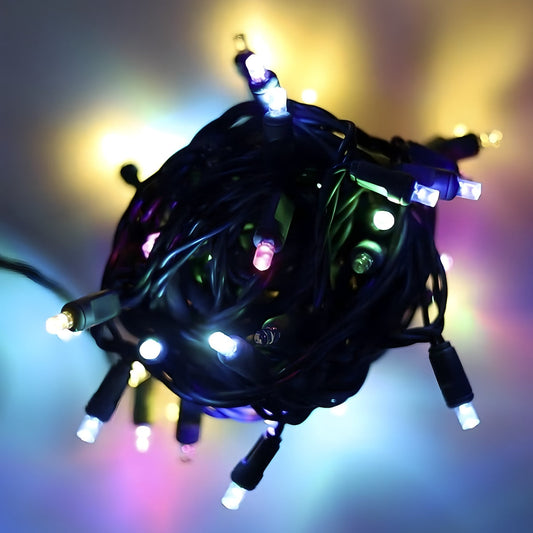 50 5mm ColorSplash Magic 5mm RGB Morphing Random Phasing/Slow Fade LED Christmas Lights 6’’ Spacing - Christmas Lights