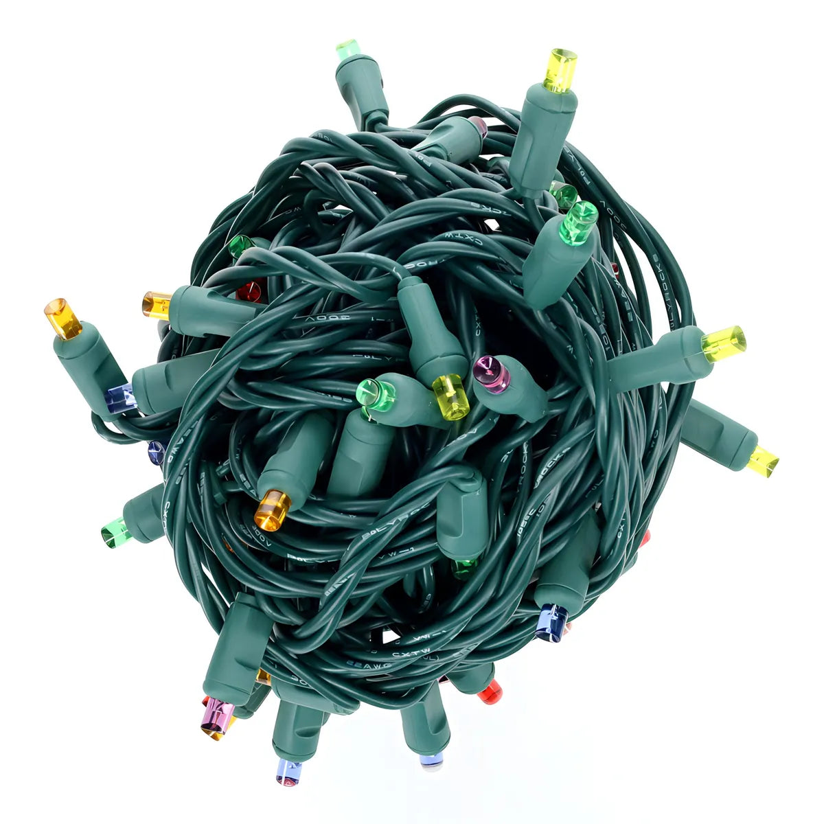 50 5mm ColorSplash Rainbow Red Green Blue Orange Gold Purple LED Christmas Lights 6’’ Spacing - Christmas Lights