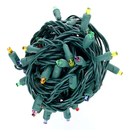 50 5mm ColorSplash Rainbow Red Green Blue Orange Gold Purple LED Christmas Lights 6’’ Spacing - Christmas Lights