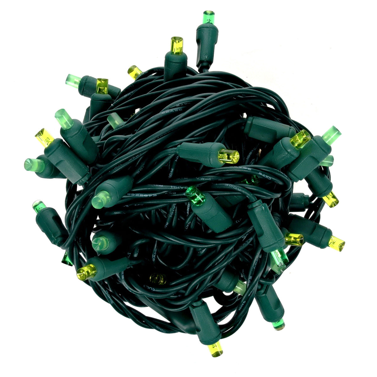 50 5mm ColorSplash Shamrock Green Lime Green Gold LED Christmas Lights 6’’ Spacing - Christmas Lights