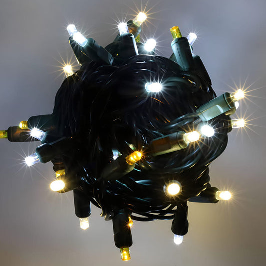 50 5mm ColorSplash Silver & Gold 5mm Multicolor LED Christmas Lights 6’’ Spacing - Christmas Lights