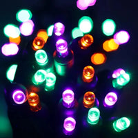 50 5mm ColorSplash Spooky - Green, Orange, and Purple LED Christmas Lights, 6" Spacing, Black Wire [CLOSEOUT]