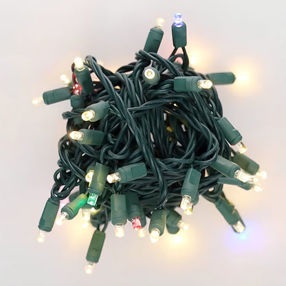 50 5mm ColorSplash Treasure Warm White/RGB Smooth Fading LED Christmas Lights 6’’ Spacing - Christmas Lights
