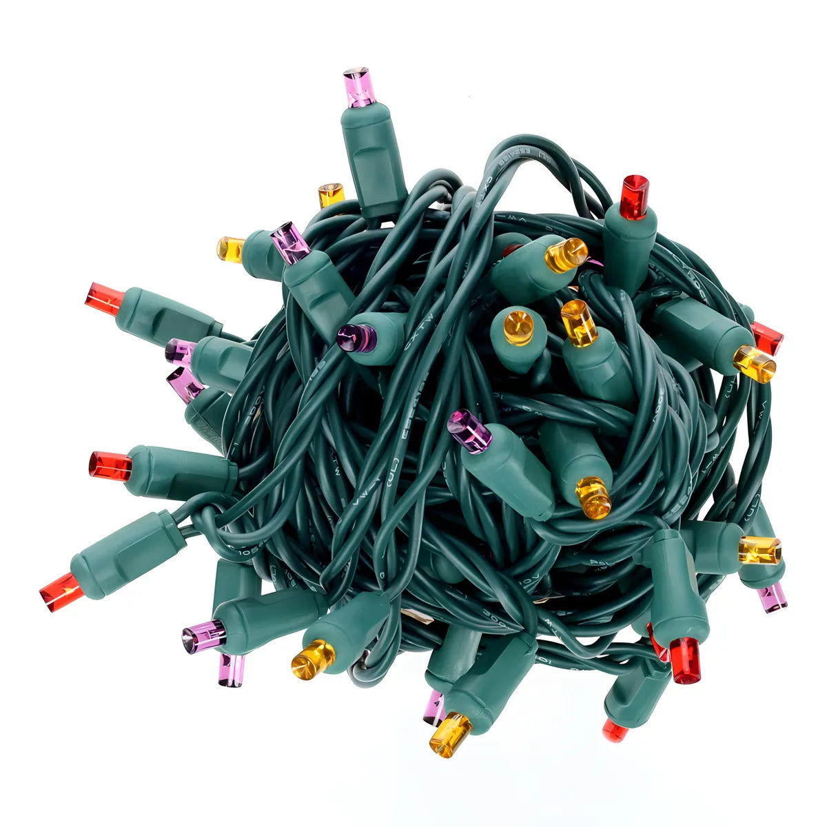 50 5mm ColorSplash Victorian Red Orange Purple LED Christmas Lights 6’’ Spacing - Christmas Lights