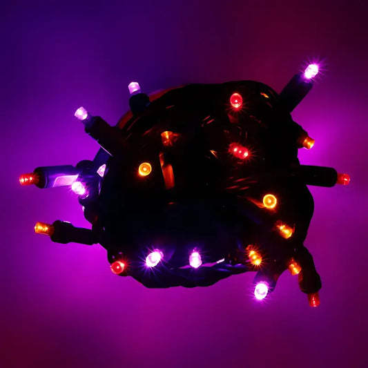 50 5mm ColorSplash Victorian Red Orange Purple LED Christmas Lights 6’’ Spacing - Christmas Lights