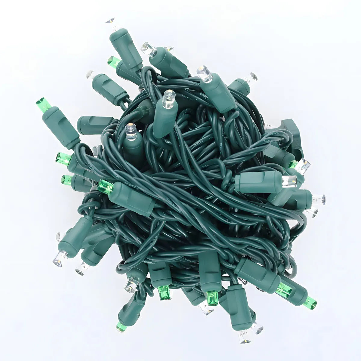 50 5mm ColorSplash Winter Warm White Cool White Green LED Christmas Lights 6’’ Spacing - Christmas Lights