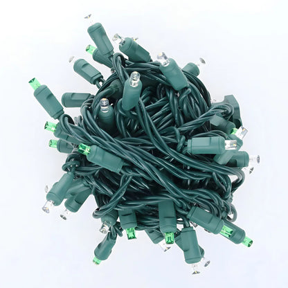 50 5mm ColorSplash Winter Warm White Cool White Green LED Christmas Lights 6’’ Spacing - Christmas Lights