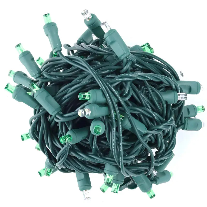 50 5mm Green Cool White Dazzle Strobing/Static LED Strobe Lights 6’’ Spacing - Christmas Lights