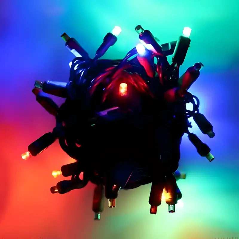 50 5mm Multicolor SuperSpark® LED Strobe Christmas Lights 6’’ Spacing Green Wire - Christmas Lights