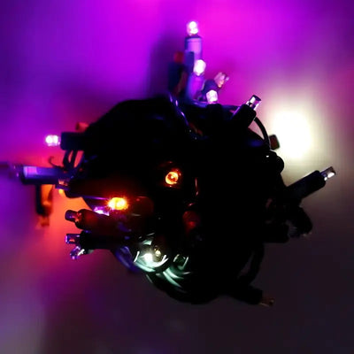 Orange, Purple & Cool White SuperSpark 5mm LED strobe Christmas lights